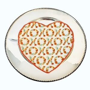 222 Fifth XOXO Fine Porcelain Heart Plate 9” Valentines Floral Romantic Gift